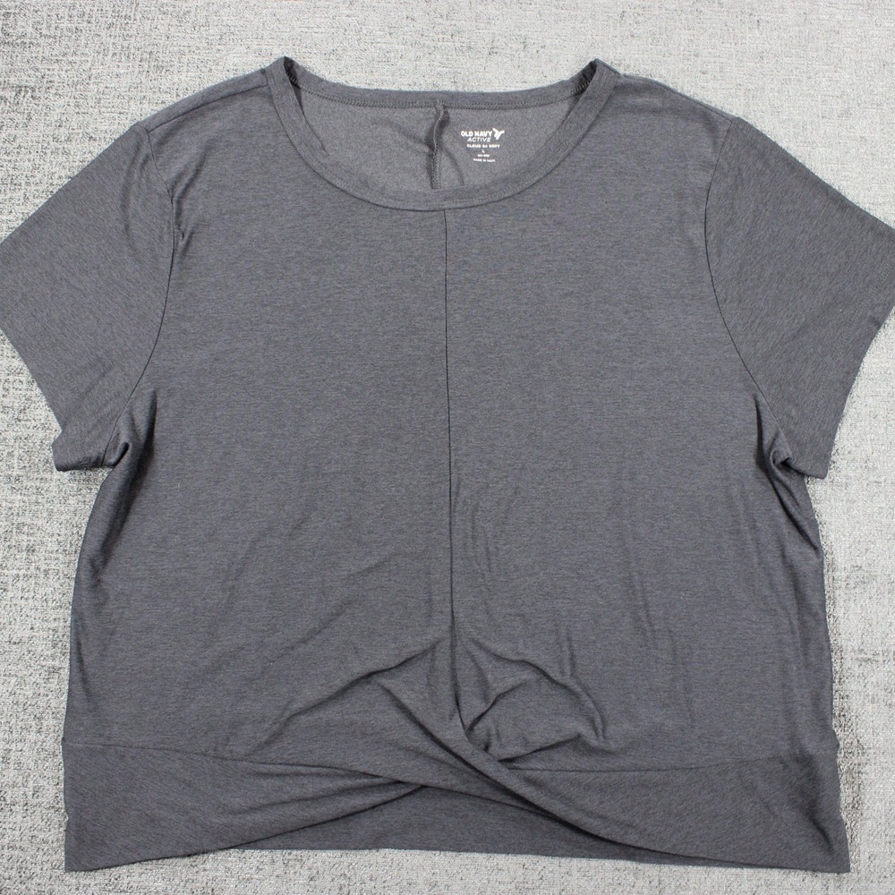 Old Navy Active Cloud 94 Soft Twist Front T-Shirt Gray Large Go-Dry Athleisure